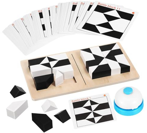 QUMIIRITY Block-Puzzle Puzzle mit geometrischem Muster pädagogische Montagerätsel Denkspiele für Kinder Genius Holz-Bausteine Lernspielzeug Puzzlematte Puzzle-Bausteine Gehirn Rätsel hölzern