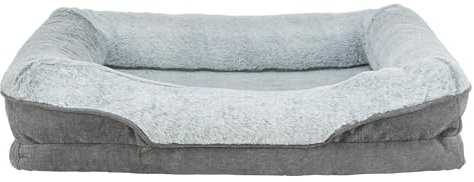 TRIXIE orthopädisches Hundebett Vital Lino 70 × 55 cm in grau - hochwertiges Hundekissen mit Memory Schaum - Hundekorb für ältere Hunde - gelenkschonend und entlastend – 374050