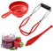 VirtuGro 3PCS Juego de Conservas Kit Enlatado Embudo Cocina Silicona Pinzas de Enlatado Medidor Para Quitar Burbujas Embudo Grande Plegable Embudo Boca Ancha (Rojo)