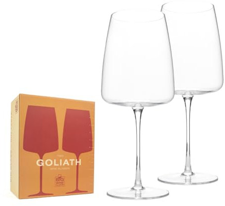 Big Wine Glasses Goliath Riesiges Weinglas, Premium-Kristallweingläser, 2er-Set, passend für die gesamte 750-ml-Flasche