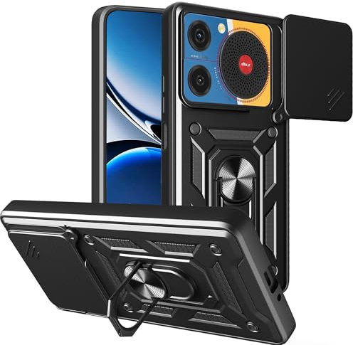 ESHUYI® Funda para ZTE Nubia Music con Protección de Cámara Cubierta y Soporte de Anillo [Compatible con Soporte Magnético para Coche] Carcasa Grado Militar Anti-caída, Negro