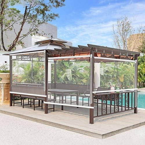Estor enrollable transparente para exteriores, para ventanas, balcón, terraza, pérgola, toldo vertical para lluvia, impermeable, 130 x 160 cm (ancho x alto x alto)