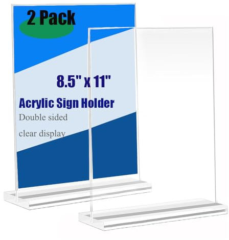 Yoodeet Lot de 2 supports A4 en acrylique pour portrait, tableau publicitaire, support de table, porte-brochures pour bureau, restaurant, café, boutique, mariage, maison, magasin, double face