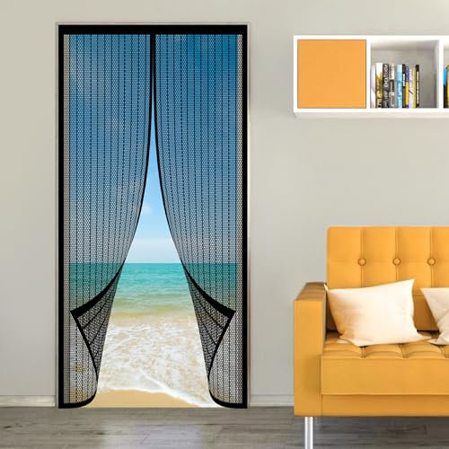 Zanzariera Magnetica per Porta 72 x 210 cm Chiusura Automatica Adsorbimento Magnetico Rete Zanzariera Porta di Nuova Concezione per Balcone Soggiorno, Nero