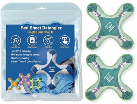 HX AURIZE Clips Anti-Emmêlement pour Draps, Lot de 2 (Vert Turquoise) | Pour draps et housses légères, lave-linge/sèche-linge, housse textile, clips rétractables, réduit les nœuds