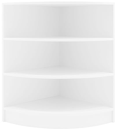 Mostrador Esquinero Curvo LM60 | MDF Blanco | 60x60x90cm | Diseño modular compacto |3 estantes | Ideal para tiendas y comercios | Fácil Montaje | Mostrador Recepción Expositor Comercial Mesa Recepción
