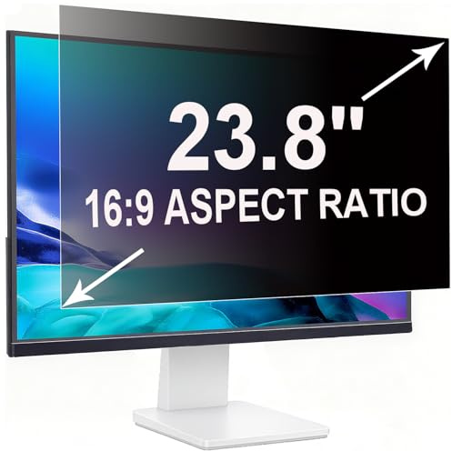 ruord Sichtschutzfolie für 23.8 Zoll 16:9 (52.8x29.7cm) Monitor | Blaulichtfilter & Blendschutz,Abnehmbar Blickschutzfolie,PC Blickschutzfilter für flache und gekrümmte Bildschirme geeignet