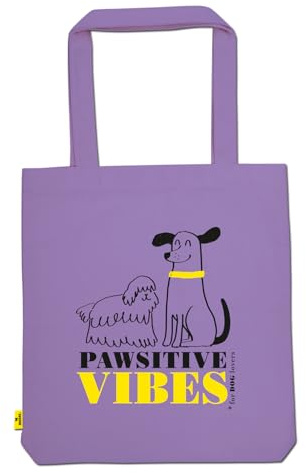 moses. Shopper Pawsitive Vibes – lila Stofftasche für Hundeliebhaber*innen, aus 100% Baumwolle, ca. 39 × 42 cm, liebevolle Geschenkidee mit Hunde-Motiv