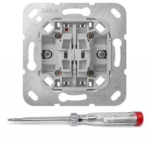 ag-electronics Spannungsprüfer 120-250V® + GIRA Wippschalter 315900 Jalousieschalter Einsatz (neue Generation)