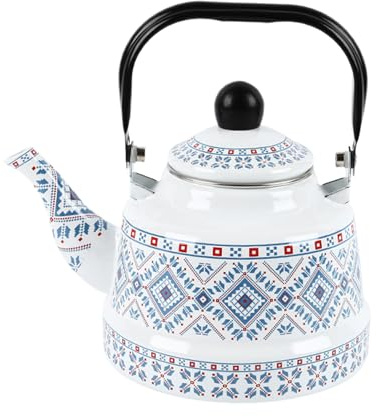 Teekessel für den Herd | 2,5 L Emaillierter Vintage Teekessel - Stilvoller Wasserkocher auf dem Herd, für Hof, Garten, Rasen, Party, Haus, Küche, Wohnung, Pickn