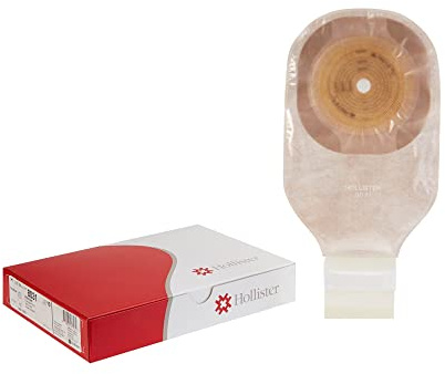 Hollister 8031 Premier 1-Piece 12” Drainable Ostomy Pouch & Flat FlexWear Skin Barrier, Pack of 10, Ultra-Clear, Cut-to-Fit up to 2-1/2” – Adhesive Barrier (Tape)