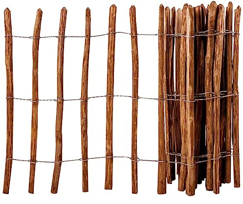 vidaXL Haselnuss Holz Staketenzaun 90x500 cm Lattenzaun Gartenzaun Roll Zaun