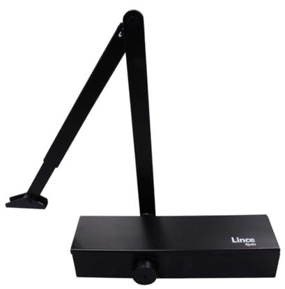 Lince - Ferme porte à compas | CPA25R | Force 2-3-4-5 pour Porte 20-100 kilos | Noir | | Fermant droite ou gauche | Feme-porte avec Viserrie et Plan de Montage.