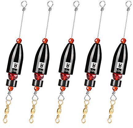 Booms Fishing CRR Carolina Ready Rig 1/2 oz 5 Stück schwarz lackiertes Messing