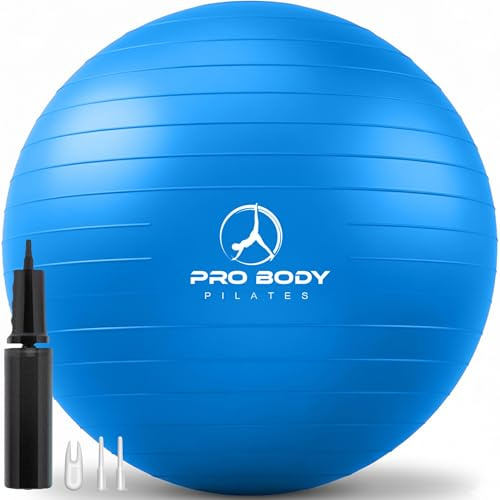 ProBody Pilates Gymnastikball - professioneller Anti-Burst-Yoga Fitness Balance Ball 45 cm Blau