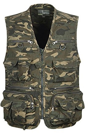 Yonglan Herren Jagd- Und Anglerweste Arbeitsweste Multitaschen Design Trekking Fotografieren Tarnung Reißverschluss Weste 4XL