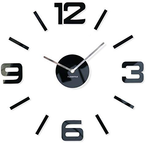 FLEXISTYLE Moderne große Wanduhr DIY Admirable 7 XL, 50-75cm, Wohnzimmer, Schlafzimmer, hergestellt in der EU, leise