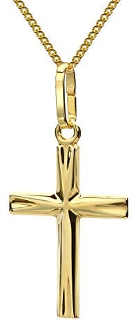 MATERIA Kreuzkette Gold 375 Damen - Gold Anhänger mit Kette 42cm aus 9 Karat Gelbgold in Schmuck Etui GKA-2