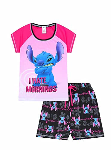 Disney Lilo and Stitch I Hate Morning Pyjama Court pour Femme, Rose(10/12)