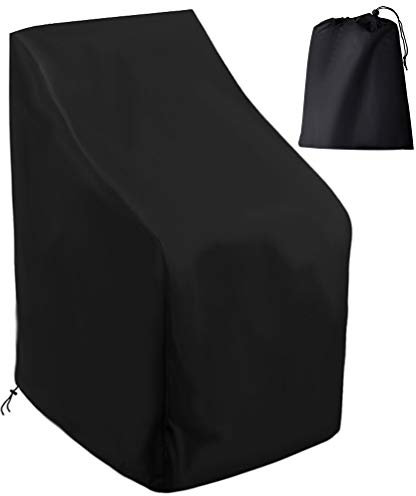 Garden Chair Covers, Patio Stacking Chair Cover Waterproof Oxford Fabric Stacking Chair Covers with Storage Bag & Windproof Buckle for Outdoor Patio Garden(65x65x120x80cm/26x26x47x32inch)