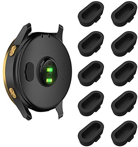 LvBu Silikon Staubstecker Kompatibel mit Garmin Vivoactive 4s/Vivoactive 4/vivomove 3/vivomove 3S/Venu/Fenix 5/Fenix 5S/Fenix 5X/Fenix 6,[10 Stück] Anti-Staub Ladegerät Port Staub Stecker (Schwarz)