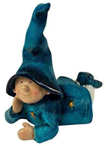 Manufaktur Lichtbogen Dekofiguren Wichtel Petrol auf dem Bauch liegend