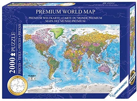 Close Up Weltkarte Puzzle 2000 Teile - Die Welt - 97 x 68 cm Premium Map 2020 - MAPS IN Minutes