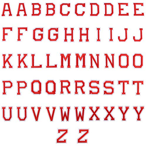 LUTER 52-teiliges Bügelbild mit Buchstaben A-Z – Alphabet-Applikationen zum Aufnähen mit dekorativen Reparaturflicken für Hüte, Schuhe, Taschen (rot)