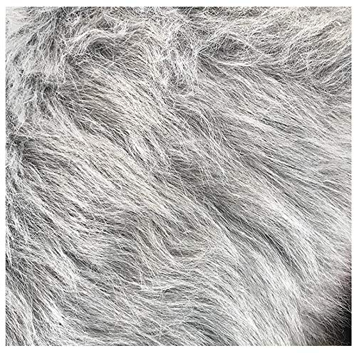YANGUANG 160x50cm Verdickter Faux Wolf Pelz Stoff Um Einen Halben Meter, Weiche Braune Pelzige Stoff Shag Polsterung Für DIY Kleidung Dekoration Leichte Lange Haare Shaggy Decke(Color:GRAU)