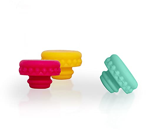 CÉCOA • Lot de 3 Bouchons Uni • Réutilisables Universels pour Bouteilles • Silicone Alimentaire Premium Sans BPA • Étanches & Hermétiques • Pour Vin, Bière, Eau, Soda • Lavables au Lave-Vaisselle