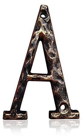 Numeri civici e lettere da 14,9 cm, in ghisa altamente visibile, per cassetta postale, ufficio, ottone antico (Lettera A)