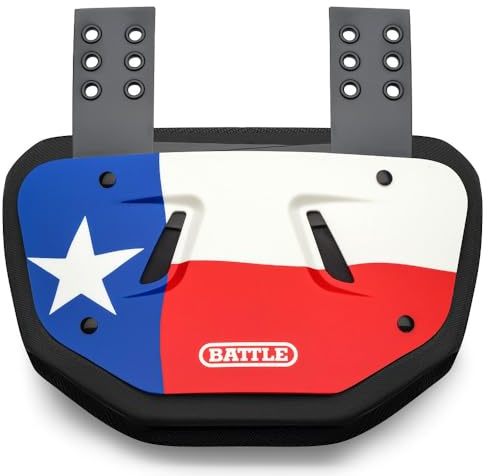 Battle Sports Novelty Fußball-Rückenplatte - Hartschale für den unteren Rücken mit konturiertem Schaumstoff für hohen Aufprallschutz - Jugend, Texas-Flagge, Rot