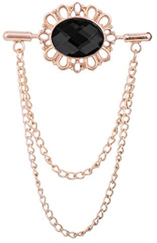 Broche pour Hommes en Cristal de Mode avec chaîne en Gros Épinglette de Costume pour Hommes avec Broche à Glands