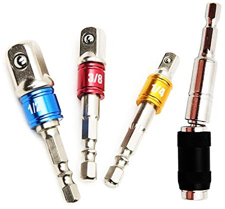 Impact Driver Socket Adaptor Bits Set 3PCS+ Quick Release Magnetic Pivoting Screw Drill Bit Holder 1/4 Inch Hex Shank SP-4