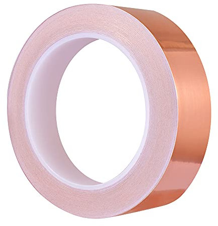 Zalava 20mm*25M Ruban Adhésif en Cuivre Anti Limaces et Escargots,Bande Cuivre Conducteur pour EMI Blindage,Feuille de Cuivre Autocollante pour Vitrail,Artisanat,Réparation Electrique,Circuit Papier