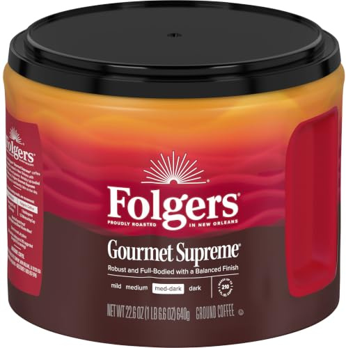Folgers Gourmet Supreme Medium-Dark Roast Ground Coffee, 22.6 Ounce Canister