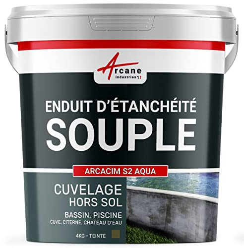 Étanchéité, bassin, citerne, béton, enduit, souple, pour ouvrage hors-sol ou fissuré, piscine, sous carrelage : Arcacim S2 aqua - 20 kg Blanc - ARCANE INDUSTRIES
