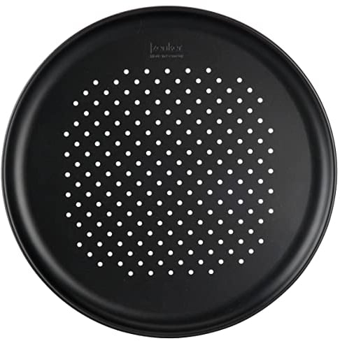 Zenker 7510 ø 36 cm Lochform Ø36 cm Linie Black Metallic, ideal gefrorene Pizza, Karbonstahl, Schwarz