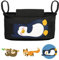 GLÜCKSWOLKE Kinderwagen Organizer - 12 Motive I Kinderwagentasche verschließbar I Kinder Buggy Tasche mit Feuchttuchspender I Baby Stroller Bag Black I Aufbewahrungstasche (Pia Pinguin I schwarz)