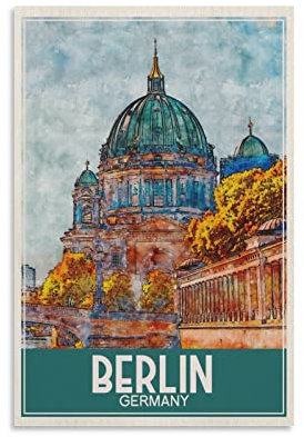 ONOTIO Berliner Kathedrale Vintage-Reiseposter Landschaft 20 x 30 cm Wandkunst Bild Leinwand Kunst Poster Modern Familie Schlafzimmer Dekor Poster