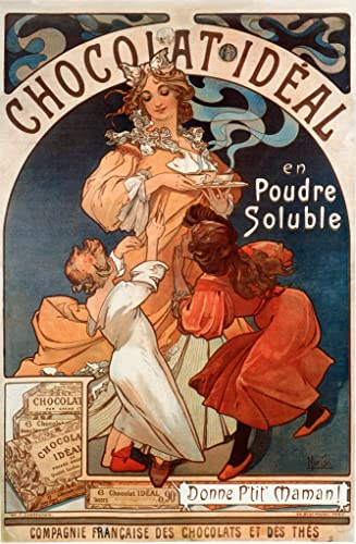 ZIMARO Leinwand Bilder Kunstdrucke Abstrakt Poster Berühmtes Gemälde Jugendstil-Skulptur von Pfauen in Bronze von Alphonse Mucha für Wohnzimmer 60x90cm