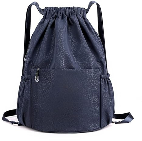 Turnbeutel Kordelzug Wasserdicht Sportbeutel, Oxford-Stoff Turnbeutel Sportbeutel Rucksack mit Innentasche für Sport, Reisen,Gym, Kordelzug Turnbeutel für Damen Herren (Dunkelblau)