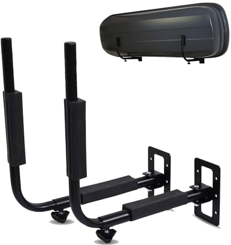 LANCO Automotive Support Mural pour Coffre de Toit Garage [Jusqu'à 52cm de Hauteur, 40kg capacité, Distance réglable en continu, Peu encombrant, Chevilles/Vis la Fixation comprises]