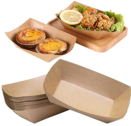 CTForest Lot de 50 bols en carton kraft - Pour frites, collations, macarons et autres aliments (12,5 cm)
