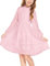 Arshiner Robes Filles élégantes Col à Volants Robe décontractée Robe à Manches Longues Robe de soirée Mariage de fête Robe trapèze décontractée pour Les Filles Rose 140