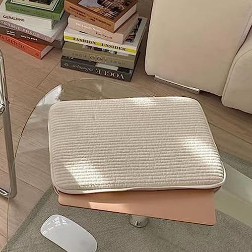 Laptop Cover Case, Portable Shockproof Zipper Closure Cotton Cloth Laptop Sleeve for 13 To 14 Inch Tablet (White)
