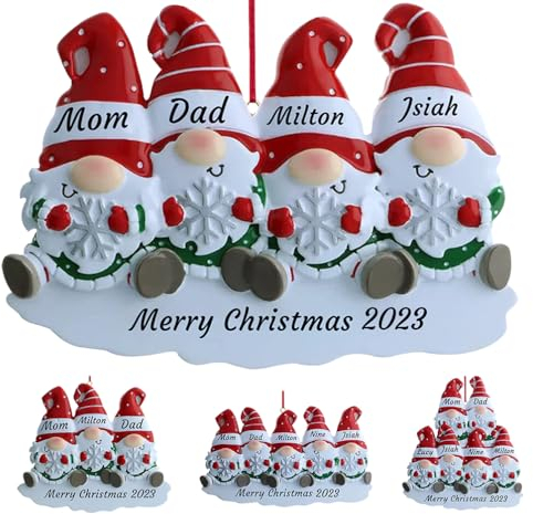 WERWAES Weihnachtsbaum Anhänger mit 2/3/4/5/6/7/8 Familiennamen Weihnachtsdeko 2024 Personalisierte Weihnachtskugeln Christbaumschmuck Anhänger