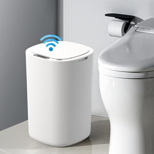 12L Intelligent Mülleimer Automatik Mülleimer mit Smart Sensor Küche Abfallbehälter Papierkorb Touchless Bad/Büro ABS-Kunststoff Mülleimer mit Deckel Wasserdicht Intelligenter Mülleimer (white)