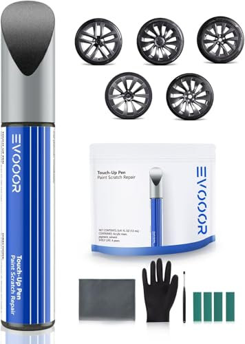 EVOOOR Pintura de Reparación para Llantas de Tesla Con Kit de Rayaduras en Bordillo (Gunpowder para Modelo 3 20''/Y 21''/S 21''/X 20''/S 22'')