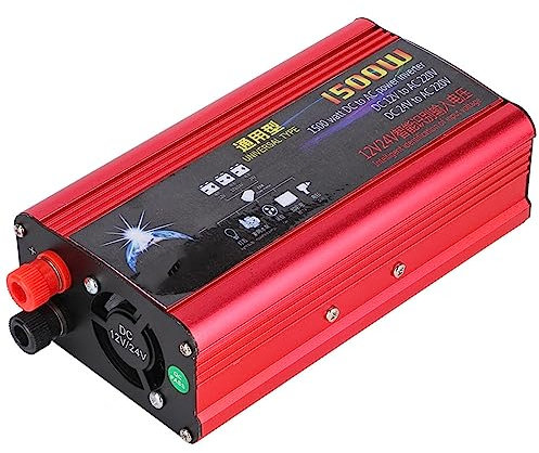 Inversor de Corriente para Coche, 1500W, Adaptador Convertidor de Cargador USB, Onda Sinusoidal Modificada, CC de 12V/24V a CA de 220V